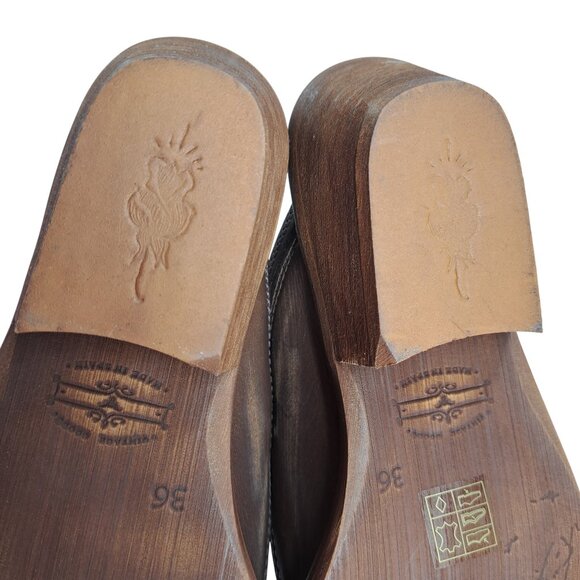 Veracruz Artisans Sundance Brown Leather Cutout Mules Size 36 US 5.5-6 Boho - Picture 7 of 13